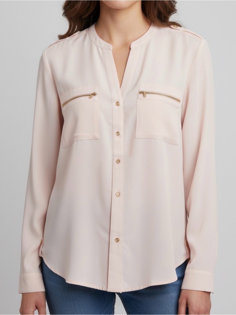 Calvin Klein Zip Pocket Utility Blouse